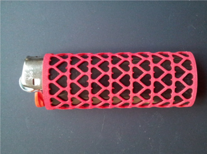 BIC Sleeve Hearts 3d printed Pink lighter sleeve with a black BIC