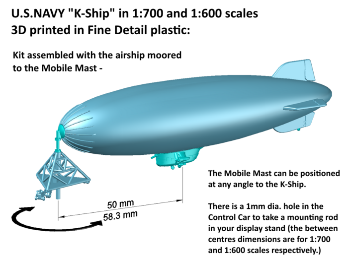 U.S.NAVY K-Ship with Mooring Mast (FD) 3d printed U.S.NAVY K-Ship by CLASSIC AIRSHIPS
