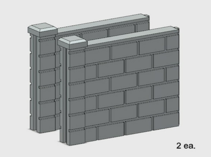 5' Block Wall - 2-Short Jointed Sections 3d printed Part # BWJ-007