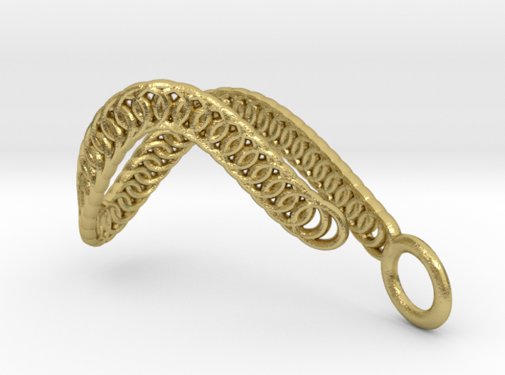 Textured hook pendant necklace 3d printed pendant necklace in brass