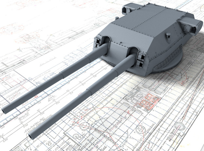 1/192 DKM Bismarck 38cm (14.96") SK C/34 Guns 3d printed 3D render showing Dora Turret detail