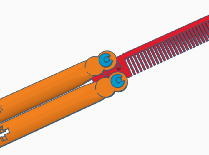 Butterfly Knife Comb 3d printed opened