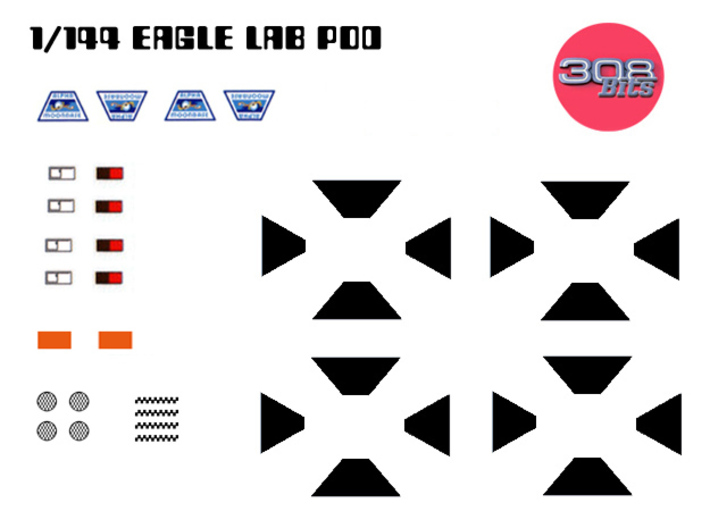 SPACE 2999 TRANSPORTER 1/144 LAB POD 3d printed Decals for the lab Pod. print them at 100% size at 300 ppp over a decal transparent sheet.