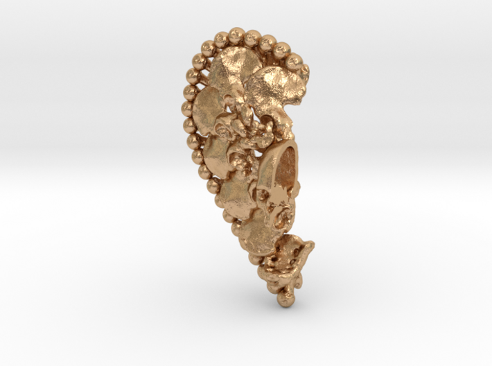 Human Skull Jewelry Pendant Necklace, Heart Split 3d printed