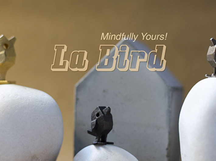 LaBird 22MM - Desktop Stacking Toy and Jewelry Des 3d printed Mini sculpture and decor with hidden message . LaBird in Stainless Steel material 22mm and 30mm size compared