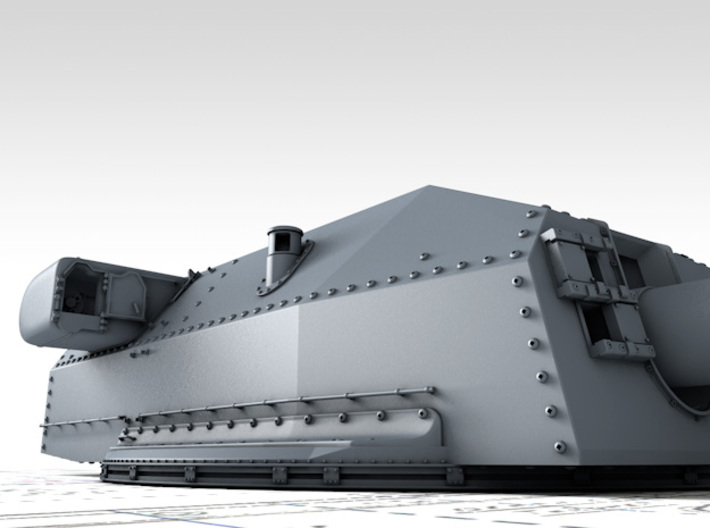 1/600 DKM Bismarck 38cm (14.96") SK C/34 Guns 3d printed 3D render showing Bruno/Caesar Turret detail