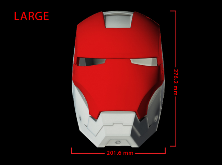 Iron Man Helmet - Face Shield (Large) 3 of 4 3d printed CG Render (Front Measurements.  FaceShield with full helmet)