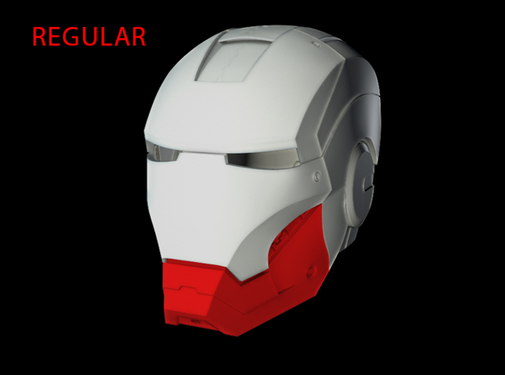 Iron Man Helmet Jaw (Regular) Part 3 of 3 3d printed CG Render (Jaw with Full helmet)