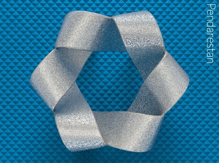 Folded Hexagram 2 3d printed Folded Hexagram 2, an ideal six half-twist strip with corners, bottom view