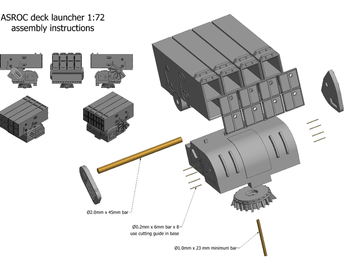 Asroc launcher kit x 1 1/72 3d printed 