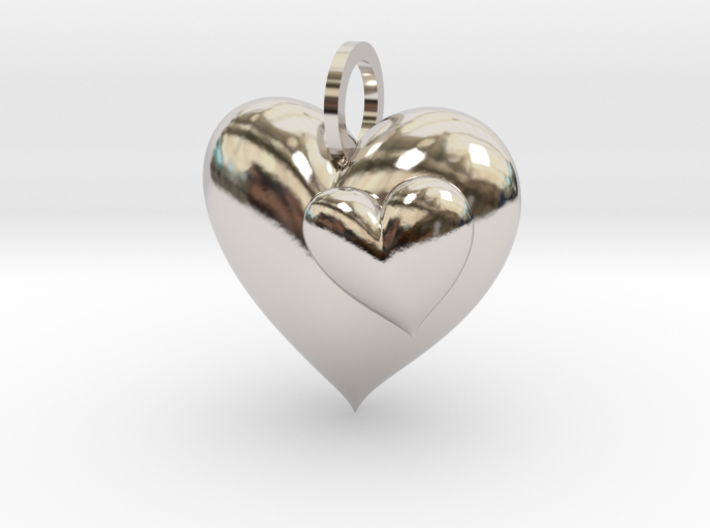 2 Hearts Pendant 3d printed