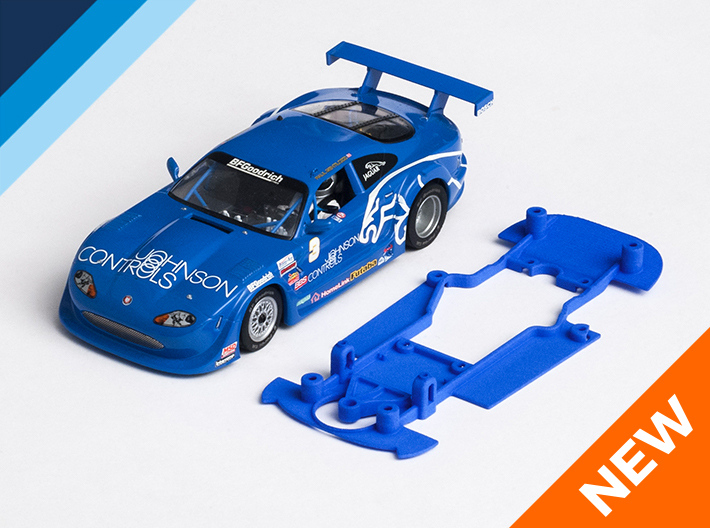 1/32 Scalextric Jaguar XKR Chassis for Slot.it pod 3d printed Chassis compatible with Scalextric Jaguar XKR Trans-Am body (not included)