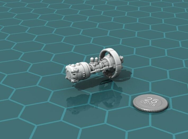 Rabbit Battleship A1 3d printed Render of the model, with a virtual quarter for scale.