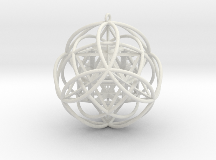 Stellated Vector Equilibrium 9 Ring Pendant 2.5&quot; 3d printed