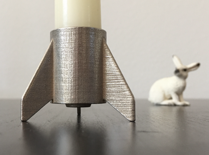 CRS-1, a candle holder 3d printed Real 3d Print candle and not to scale rabbit