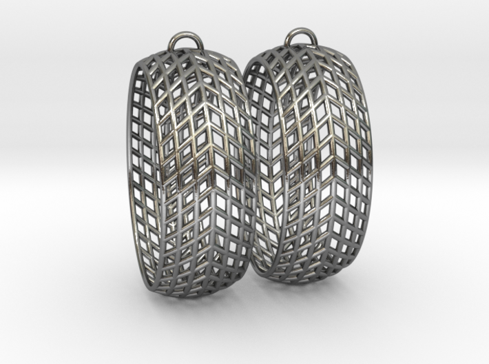 Mesh Grid Oval Hoop Earrings 3d printed