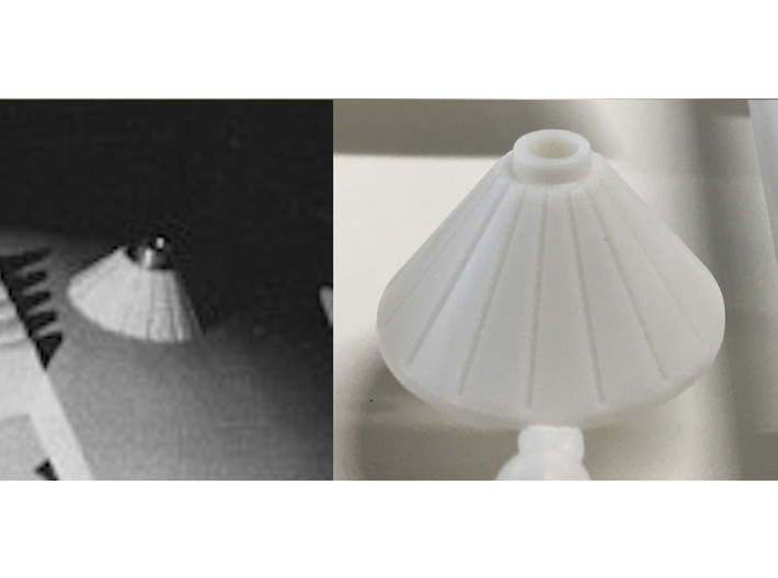 Moebius EVA Pod - Camera Cone 3d printed Left: the original movie prop cone. Right: the Moebius cone
