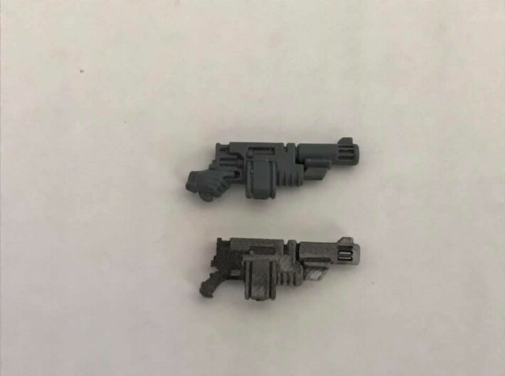Delaque Autopistol (x10) 3d printed Inked autopistol next to plastic original