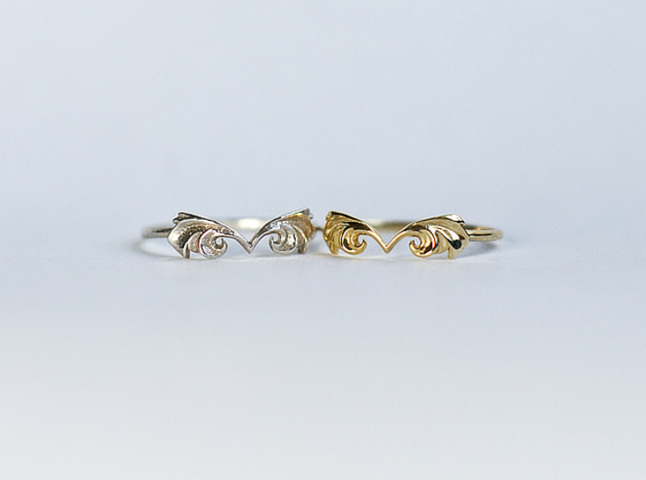 Flutter Ring 3d printed Natural Silver and Polished Brass Finishes