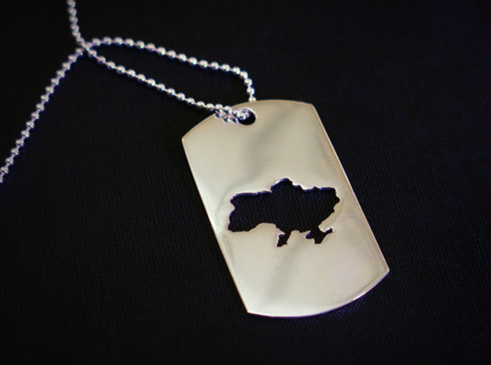 Dog Tag - Map of Ukraine - Stencil - #P3 3d printed Chain is not included