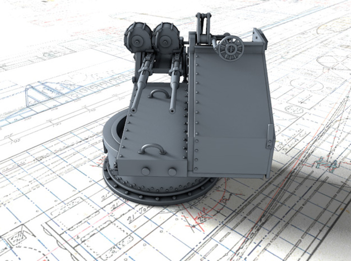 1/56 Twin 20mm Oerlikon Powered MKV Mount 3d printed 3d render showing product detail