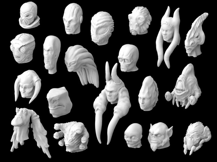 (Legion) Alien Heads Set III 3d printed