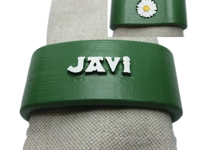 JAVI 3D Napkin Ring with daisy 3d printed 