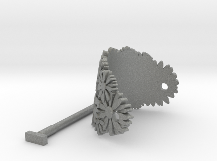 Hair Stick Barrete with embossed daisies 54x30mm 3d printed