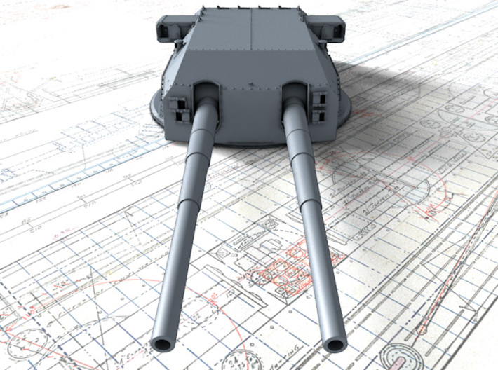 1/200 H Class 40.6 cm/52 (16") SK C/34 Guns 3d printed 3D render showing Anton and Dora Turret detail
