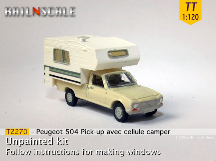 Peugeot 504 Pick-up avec cellule camper (TT 1:120) 3d printed