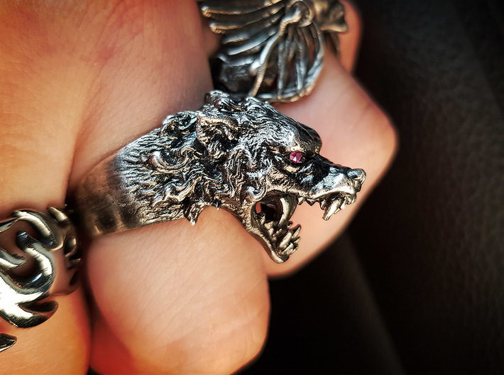 Hungry Wolf Ring 3d printed 