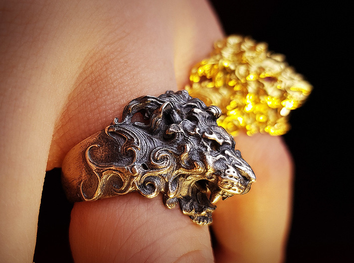 Roaring Lion King of Jungle Ring  3d printed 