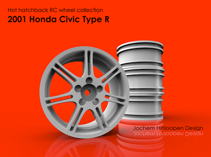 2001 Honda Civic Type R 1/10th RC wheel 3d printed