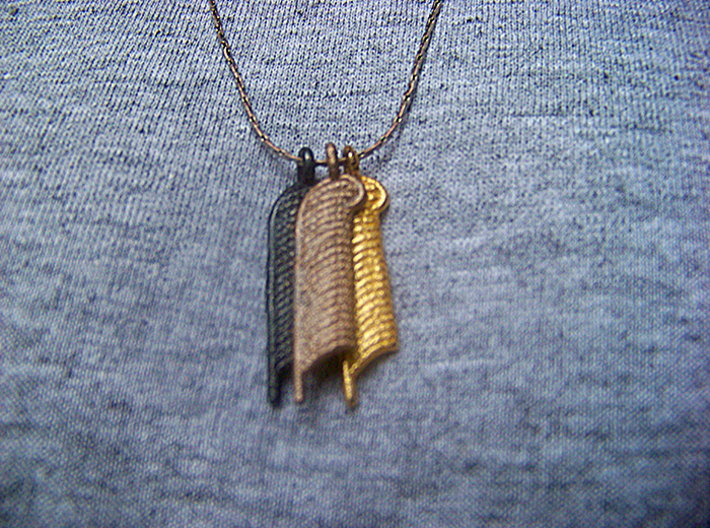 Feather of Ma'at Pendant 3d printed Polished Gold Steel, Polished Bronze Steel,