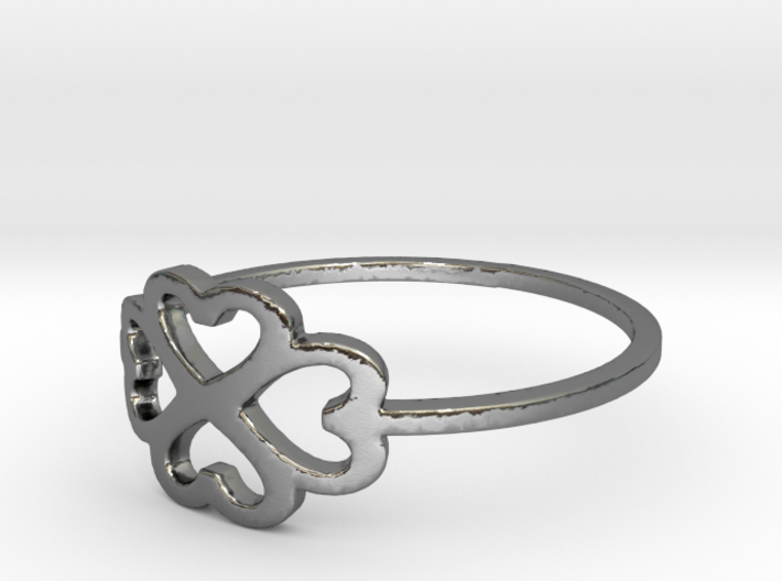 Hearts &amp; Clover Ring Size 7 3d printed