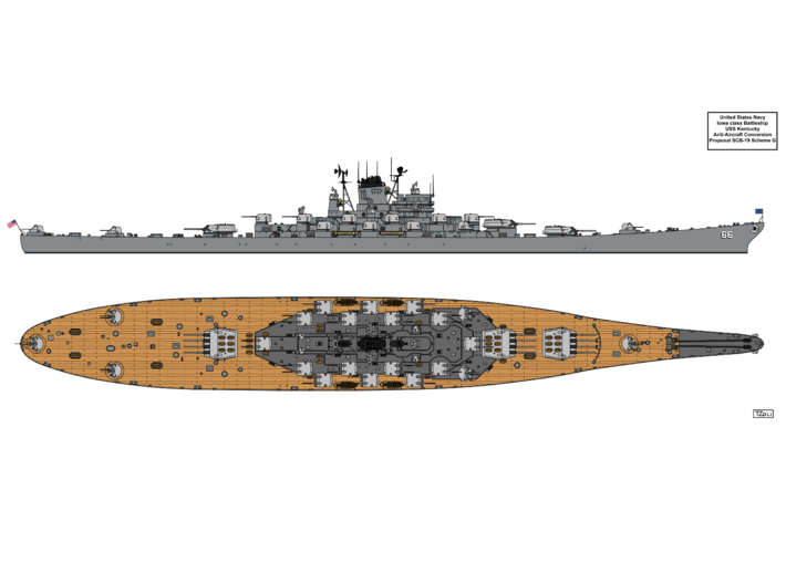 1/700 USS Kentucky BBAA-66 Waterline - Midships 3d printed 