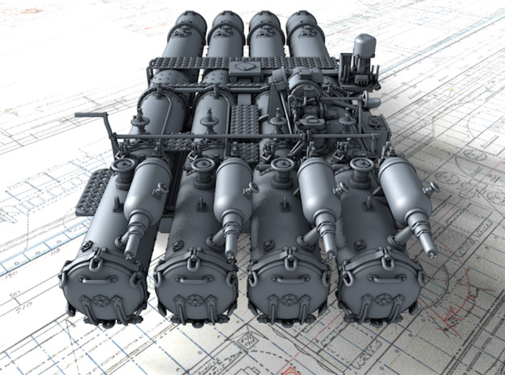1/48 Royal Navy 21" Quad Torpedo Tubes x1 3d printed 3d render showing product detail
