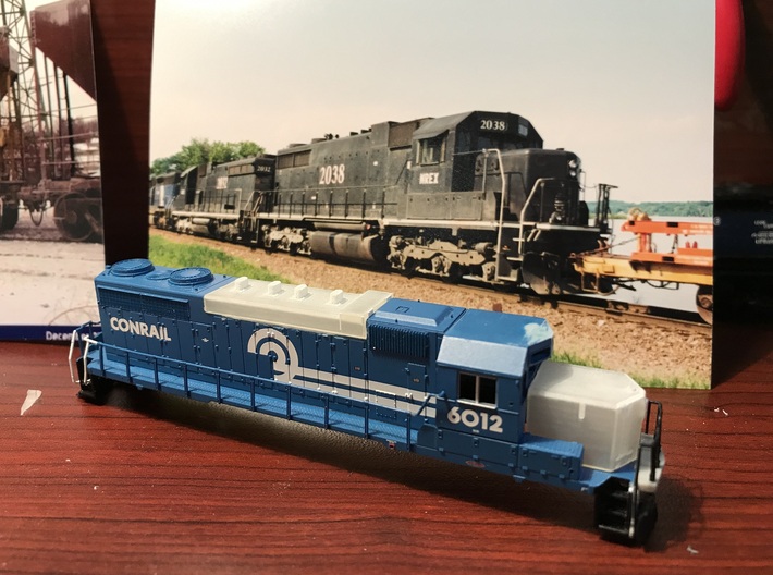 SD20 Conversion Kit for Atlas N Scale SD35 3d printed Final mockup.  My prototype is NREX 2038.