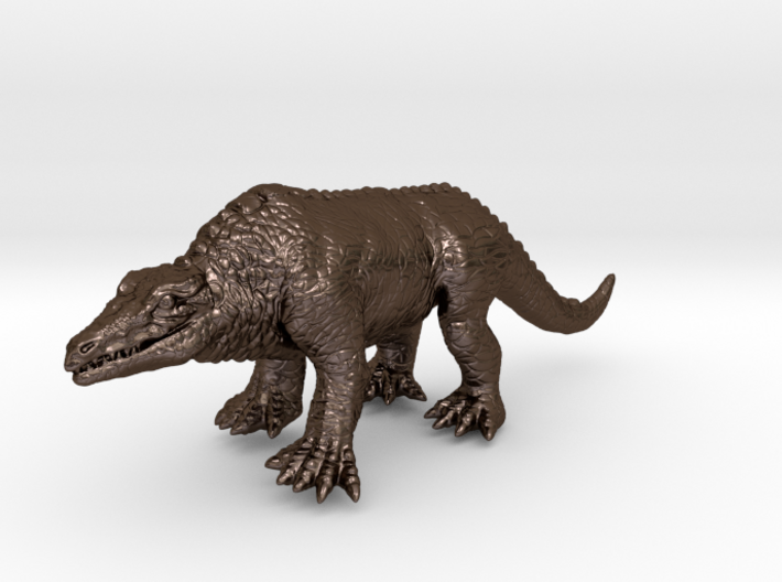 Crystal Palace Megalosaurus 3d printed Polished bronze steel render