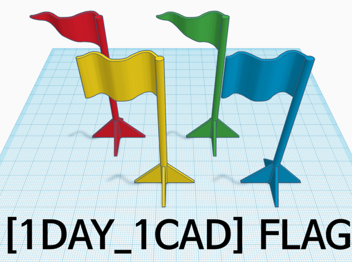 [1DAY_1CAD] FLAG_SQUARE 3d printed 