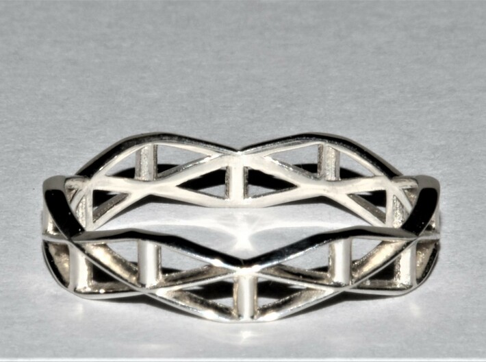 Truss Ring  3d printed Fine Detail Polished Silver [10.5]