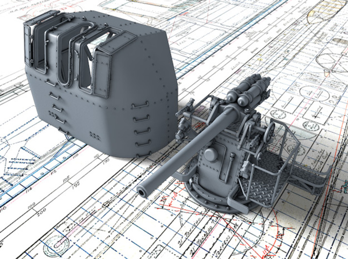 1/48 RN 4" MKV P Class Gun (A or Y Mount) x1 3d printed 3d render showing product detail