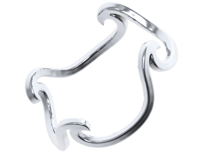 Wave Ring In Solid Sterling Silver 3d printed 