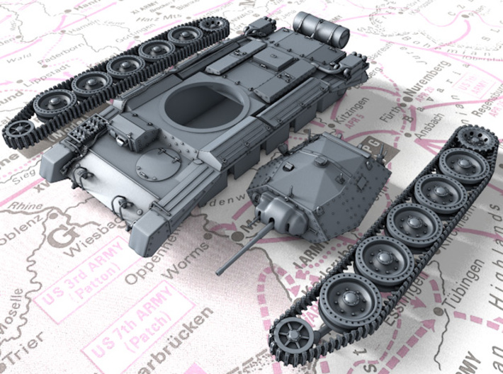 1/87 (HO) British Crusader Mk I Medium Tank 3d printed 3d render showing product parts