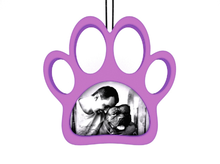 Paw Dog Necklace Pendant 3d printed Purple Nylon Plastic