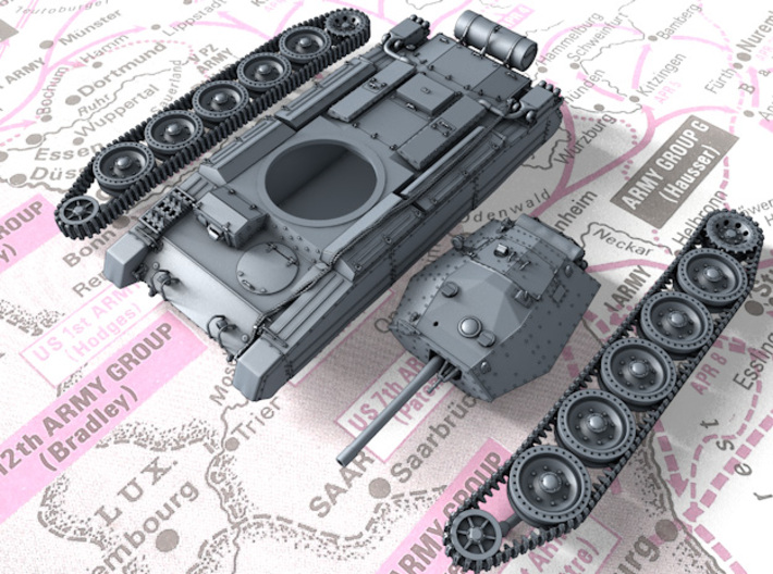 1/144 British Crusader Mk III Medium Tank 3d printed 3d render showing product parts