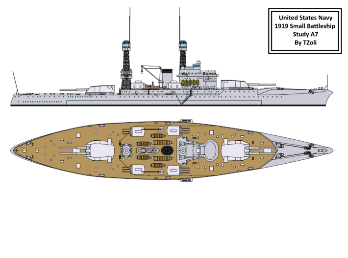 1/350 1919 US Small Battleship Design A7 Bow Water 3d printed 