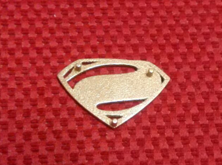 Man Of Steel Emblem - With Pegs 3d printed Back View - Stainless Steel