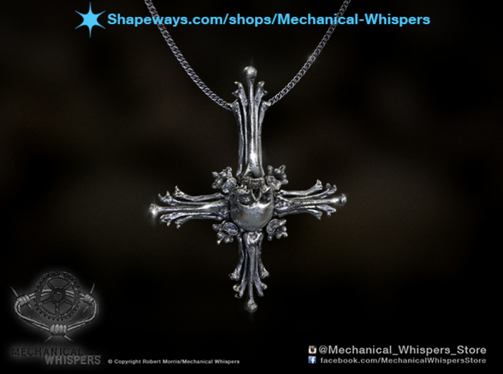 Human Skull Jewelry Pendant Necklace, Cross Bone 3d printed 