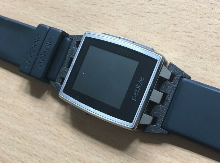 Pebble Steel 22mm watch strap adapters - pair 3d printed strap and pebble not included, shown in matte black steel